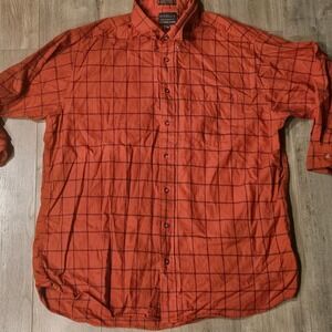 Viyella for Patrick James Shirt Mens Extra Large Plaid Red Cotton Wool Blend‎